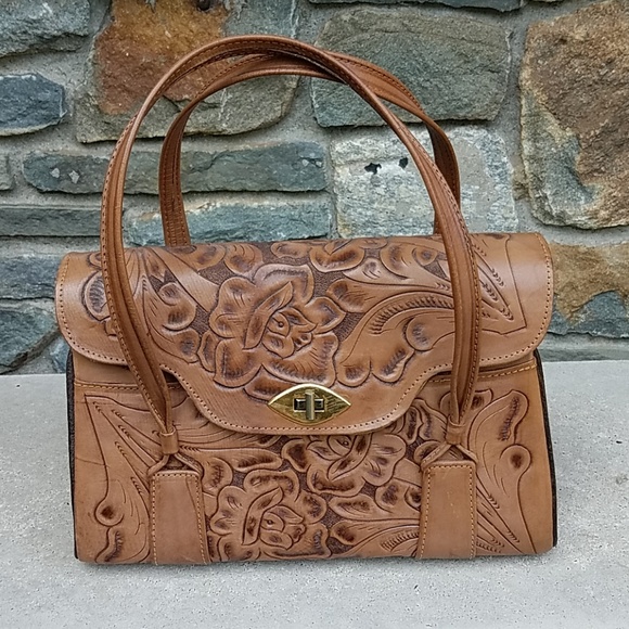 Vintage Handbags - Vintage hand tooled leather handbag